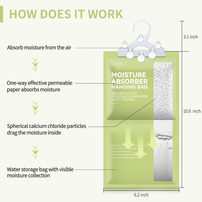 CLEVAST Moisture Absorbers Packets 10 Pack, Dehumidifier Bags for Closet, Scented Hanging Humidity Absorber in Wardrobes, Bedrooms, Bathrooms (Jasmine) - Image 2